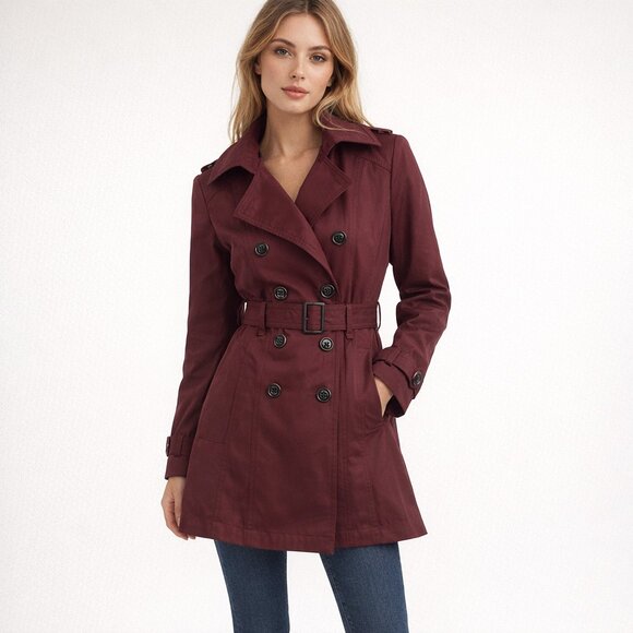 Sebby Collection Jackets & Blazers - Sebby Collection Women's Soft Shell Trench Coat Water Resistant with Hood Small